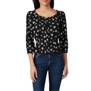 Sweet‎ Baby Jamie Black Floral Tie Top Size Large NWT